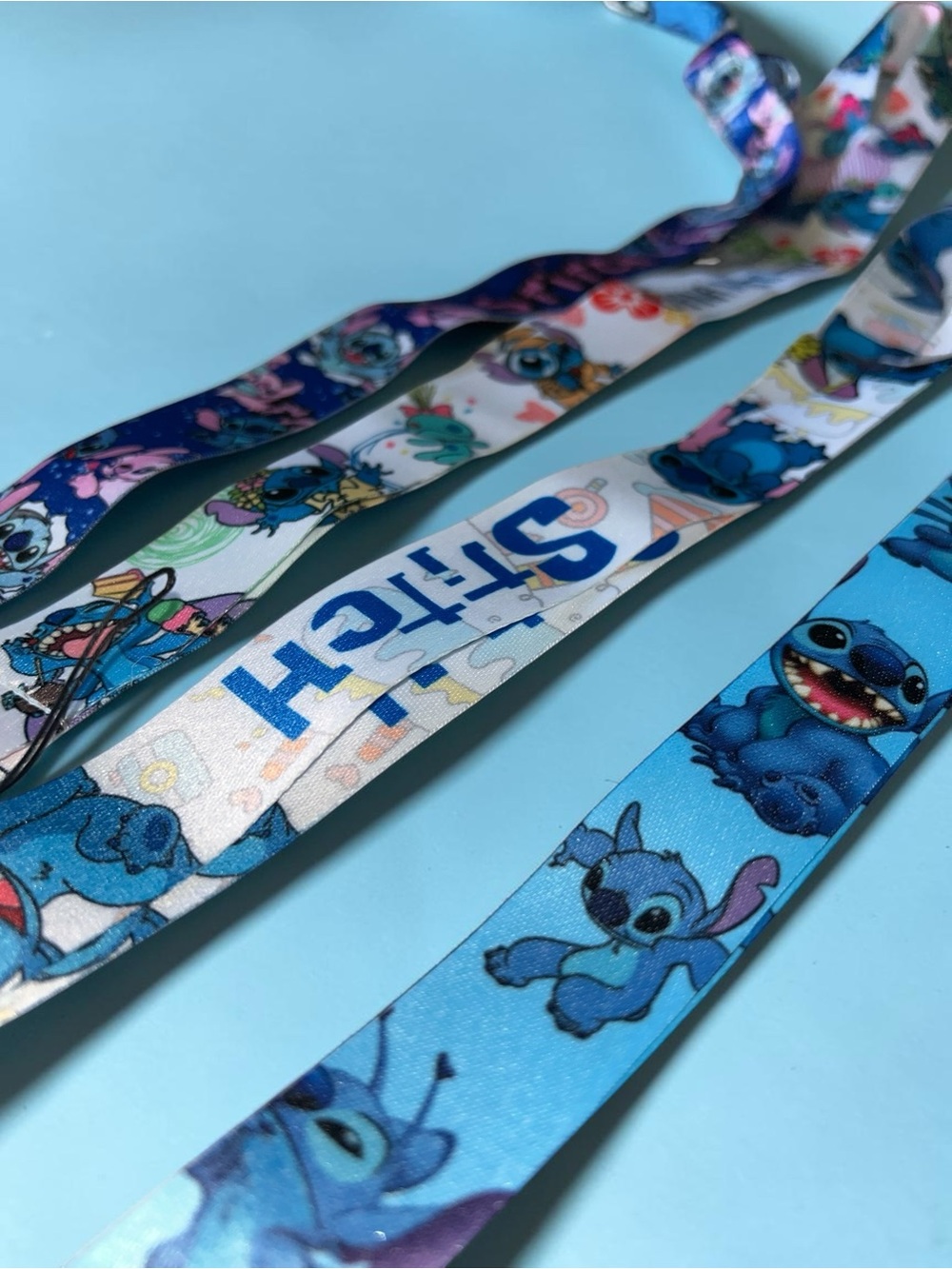 Lilo & Stitch Inspired Lanyard Bundle Set of 4 Blue White Angel